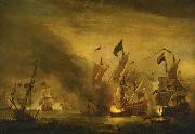The burning of the Royal James at the Battle of Solebay Willem van